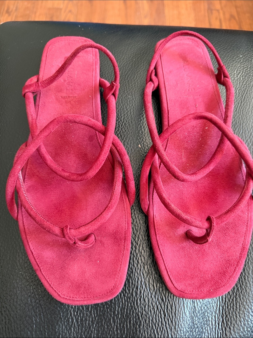 Alumnae Knotted Sandals, Red Suede